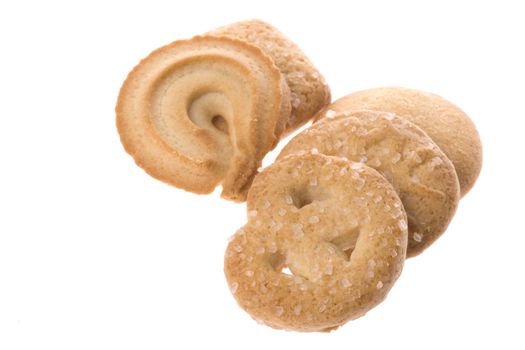Isolated macro image of butter cookies.