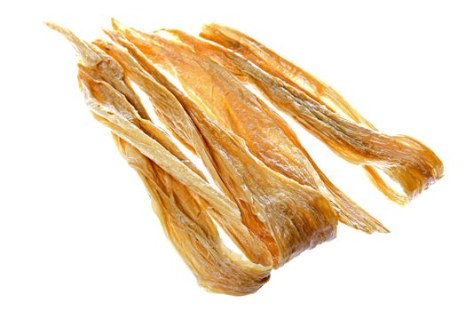 Isolated image of soya bean curd strips.