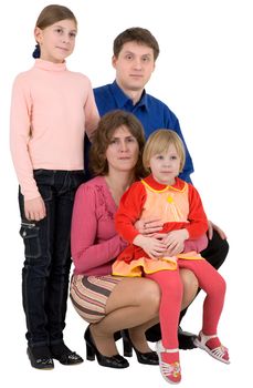 Man,woman and child on a white background