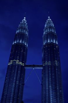 Nightscene of the twin towers in Kuala Lumpur