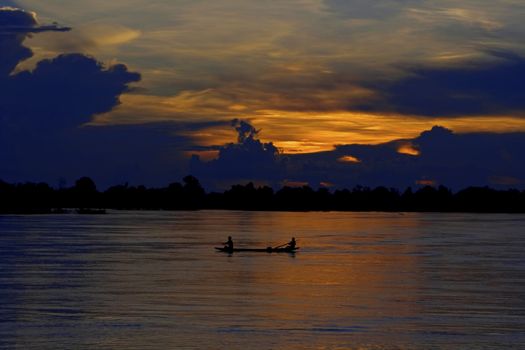 View over the Mekong river in Don Dhet - an area in Si Phan Don (also called four thousand islands)