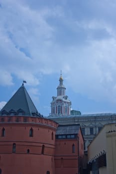 Tower and walls of the Moscow Kremlin 