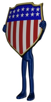 3D rendered cartoon Michael figure with USA sign