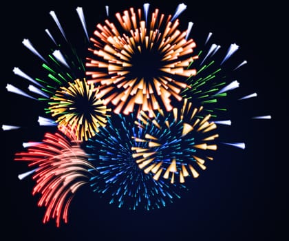 Fireworks of different shapes sizes and colors