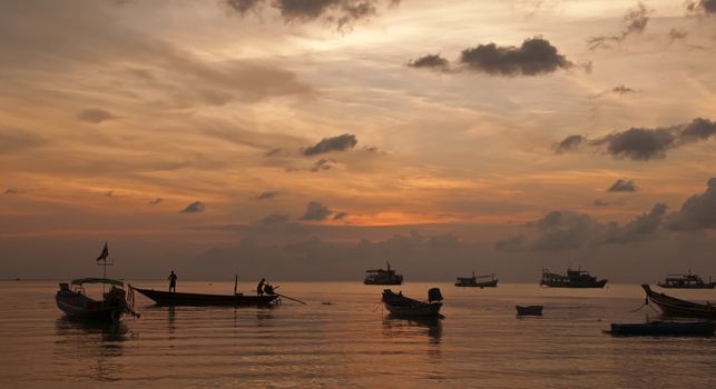 Thai fisherman returning to shore after a hard days work