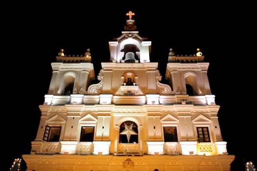 A view of the beautiful decorated Pro Nobis church in Goa, on a Christmas night.