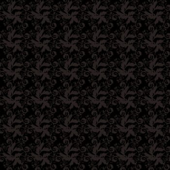 Black and gray floral seamless illustrated designed background