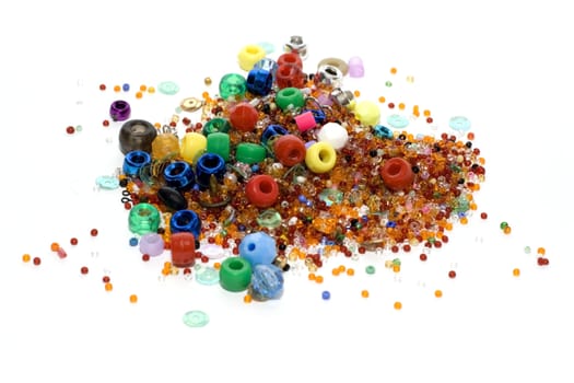Disposit of the beads, colour, beautiful on white background