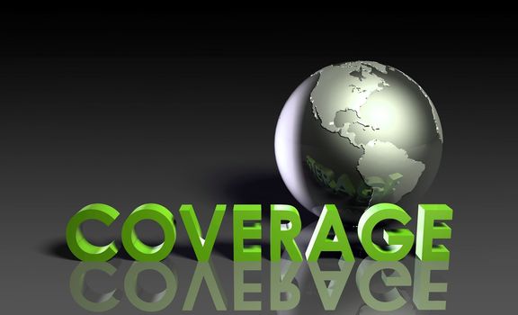 Global Coverage Service System Worldwide in 3d
