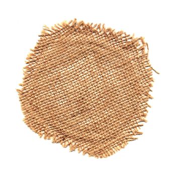 Circular raffia mesh isolated on white background.