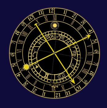 Image of the astronomical clock - Prague - vector