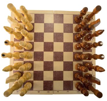 Brown wooden chess on a white background