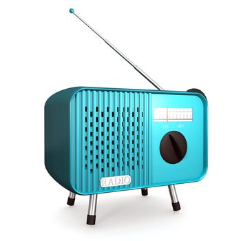 3d illustration of a turquoise retro radio