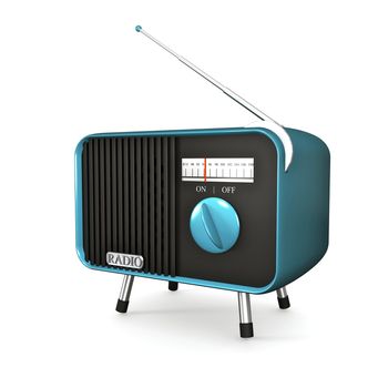 3d illustration of a turquoise retro radio
