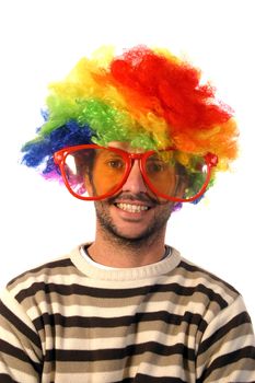 happy clown over white background