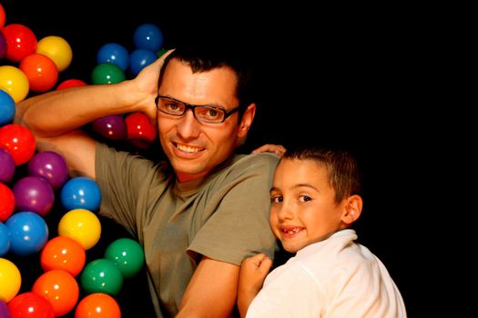 fashion session in studio with colour balls