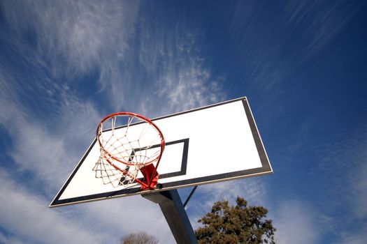 basketball board against blue sky