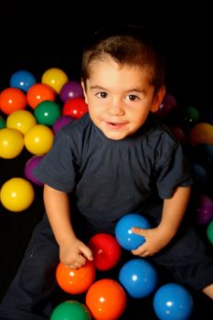 fashion session in studio with colour balls