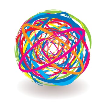 Abstract elastic band icon ball with bright colored elements