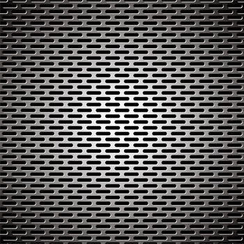 Silver metal background with elongated grill slots and light reflection