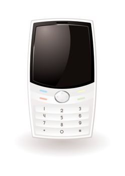 modern illustrated mobile cell phone with shadow and light reflection