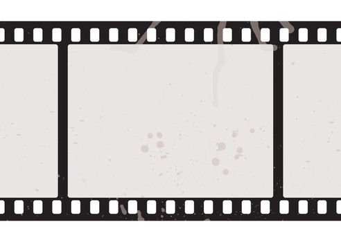 Illustrated film strip with grunge concept and dirty splats