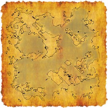 Cartography Cartoon Map on a Adventure Scroll 