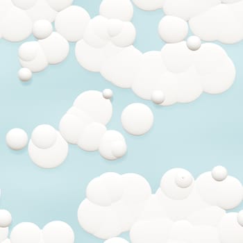 Seamless Cartoon Clouds Background in Sky Blue