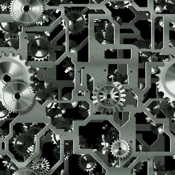 Seamless Mechanical Background with Cogs as Art