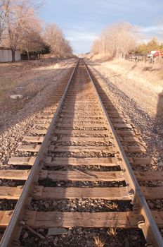 Train tracks on a sunny winter afternoon