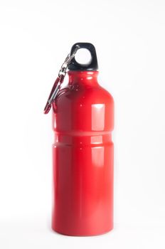 Metal sports bottle isolated over white background