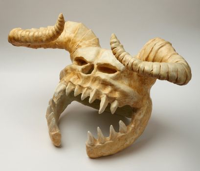 helmet of the skull of horned monster from hell