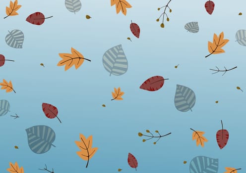 Illustration of leaves and branches on a blue gradient background