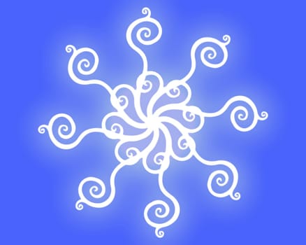 Illustration of a glowing white shape over a blue background