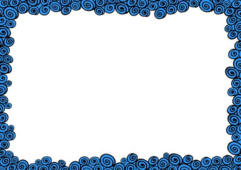 Illustrated frame made of black and blue water shapes