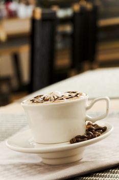 Coffee cup on the table at bar