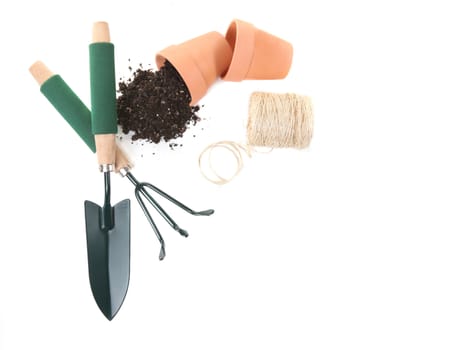 Top View of Springtime Gardening Tools With Copy Space For Your Text