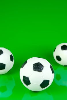 A soccor balls isolated against a green background