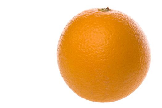 Isolated macro image of an orange against a completely white background.