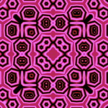 An abstract illustration of a tile pattern done in red and pink.