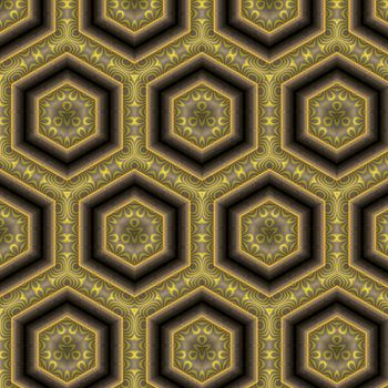 An abstract hexagonal shaped pattern with the look of Moroccan tile.