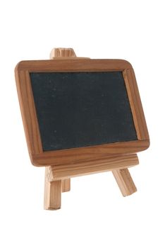 Empty Chalk Board on a easel isolated on white background.