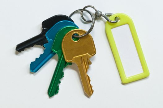 Group of keys of many colors with identification holder
