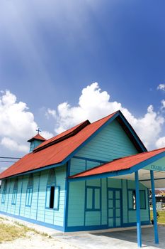 Image of an old wooden village chapel in Malaysia.