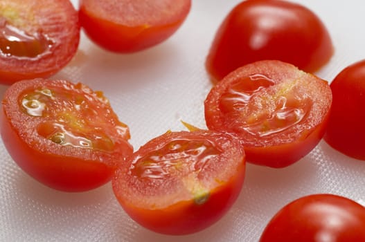 Italian Red Cherry tomatoes cut in half