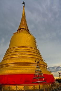 Golden pagoda of Golden Mountain temple in Bangkok, Thailand.