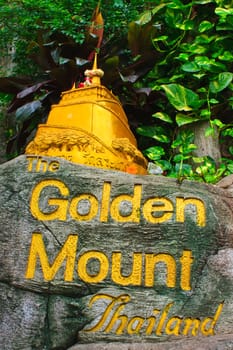 Symbol of Golden Mountain temple in Bangkok, Thailand.