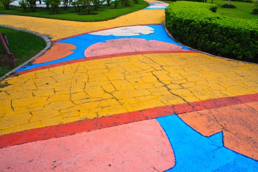 Colorful walkway with junction in Rama 8 park