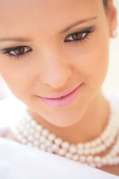 close-up portrait of the girl with brown eye