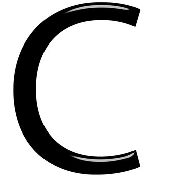 3d letter C isolated in white
